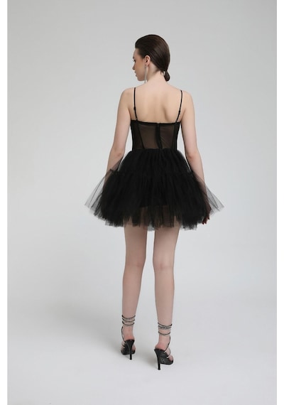 Fashion Cocktail Transparan Tül Bel Kabarık Etekli Askılı Mezuniyet Abiye Elbise Siyah Siyah Fashion Cocktail Transparan Tül Bel Kabarık Etekli Askılı Mezuniyet Abiye Elbise Siyah Siyah
