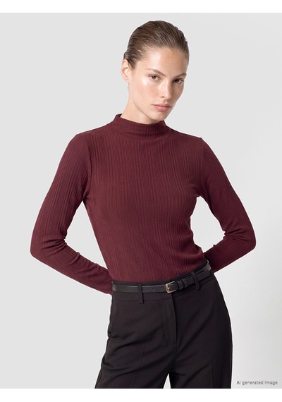 Lcw Everyday Mürdüm Dik Yaka Kadın Fitilli Body