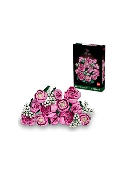 Yetişkinler İçin Pembe Gül Buketi Yapım Seti - 12 Pembe Gül Ve 4 Bahar Yıldızı İle 789 Parça 20beyazcipso