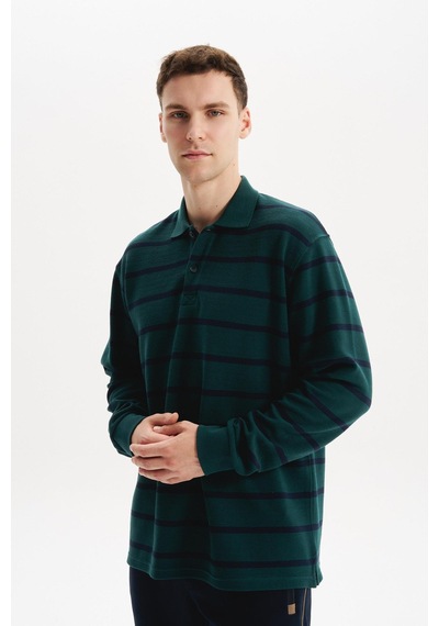 AR-MA Arma Erkek Regular Fit Çizgili %100 Pamuk Ringel Ottoman Kumaş Polo Yaka Ribanalı Sweatshirt K30554952502 Yeşil AR-MA Arma Erkek Regular Fit Çizgili %100 Pamuk Ringel Ottoman Kumaş Polo Yaka Ribanalı Sweatshirt K30554952502 Yeşil