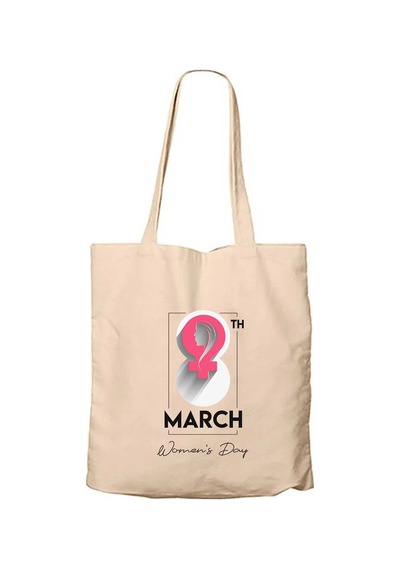 8 Th March Fermuarlı Bez Çanta Gabardin Krem