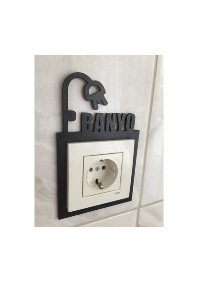 Banyo Priz Çerçevesi Ahşap Siyah