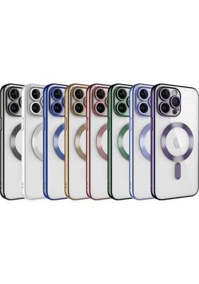 Apple Uyumlu iPhone 14 Pro Kamera Korumalı Magsafe Wireless Şarj Özellikli Csm Zore Demre Kılıf-gümüş
