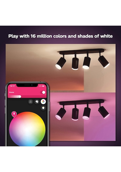 Philips Hue WCA Fugato Akıllı Led Spot Lamba 4x5.7W (Siyah)