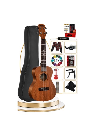 Midex SP-21MC Set Maun Soprano Ukulele (Softcase Tuner Capo Metod Nota Sticker Askı Pena)