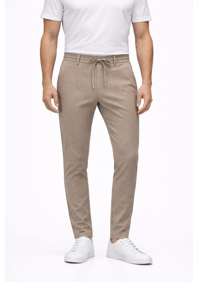 Yazı Erkek Slim Fit Dar Kesim Beli Bağlamalı Yan Cepli Casual Jogger Pantolon Sütlü Kahve Yazı Erkek Slim Fit Dar Kesim Beli Bağlamalı Yan Cepli Casual Jogger Pantolon Sütlü Kahve