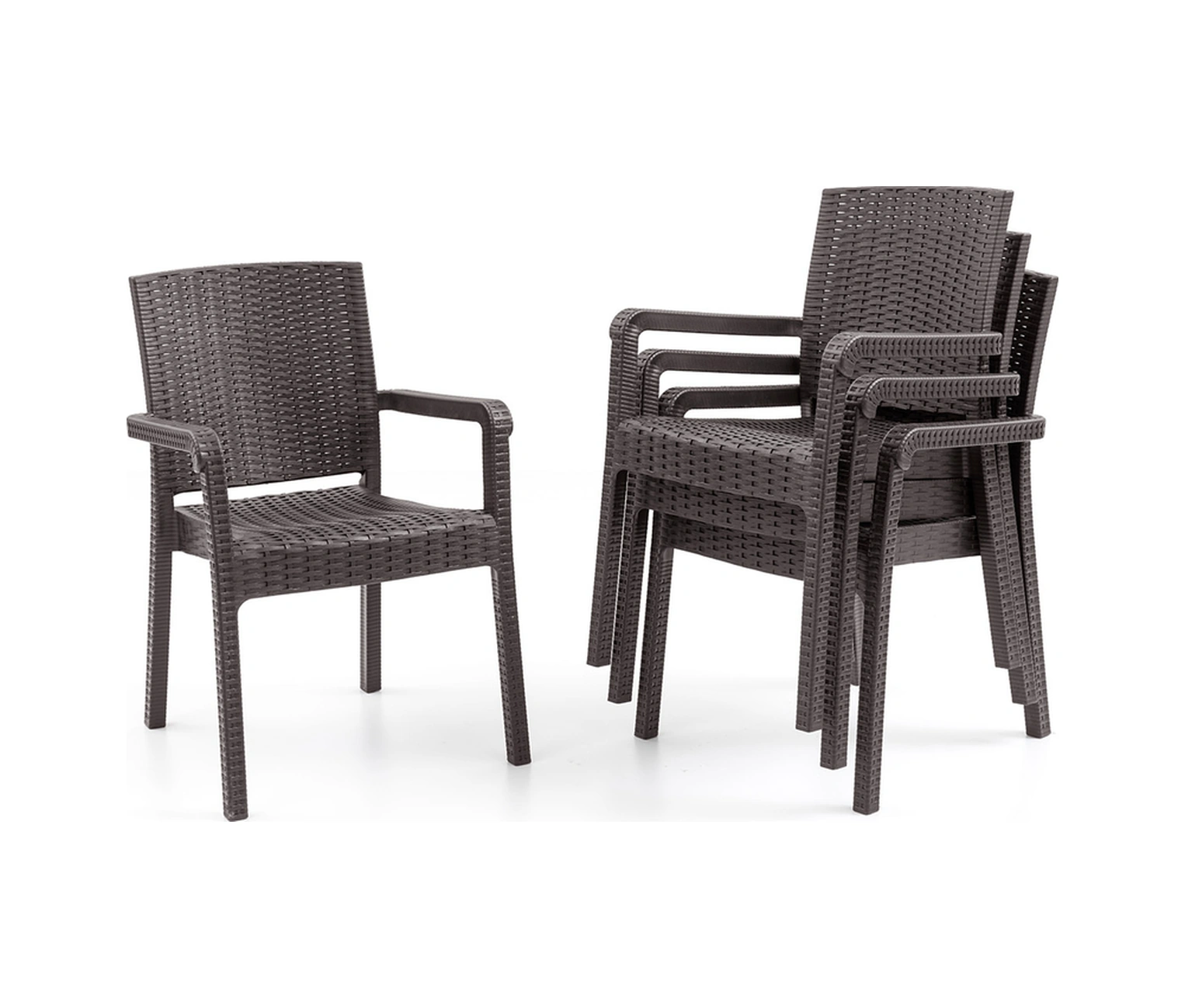 King 4'lü Rattan Sandalye Kahve Kahve