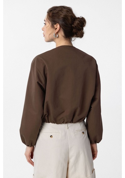 Antioch Crop Kadın Bomber Mont Kahve