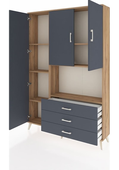 Arges Dolap 6 Raflı 3 Çekmeceli 3 Kapaklı 132x30x195 Çam-antrasit/antrasit Antrasıt/antrasıt Arges Dolap 6 Raflı 3 Çekmeceli 3 Kapaklı 132x30x195 Çam-antrasit/antrasit Antrasıt/antrasıt