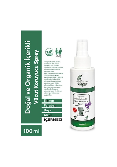 Ve Doğal Içerikli Vücut Koruyucu Yenidoğan Bebek Çocuk Ve Yetişkin Vegan Sprey 100 Ml