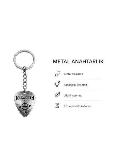 Megadeth Temalı Metal Pena Anahtarlık Unisex Rock Stil Aksesuar