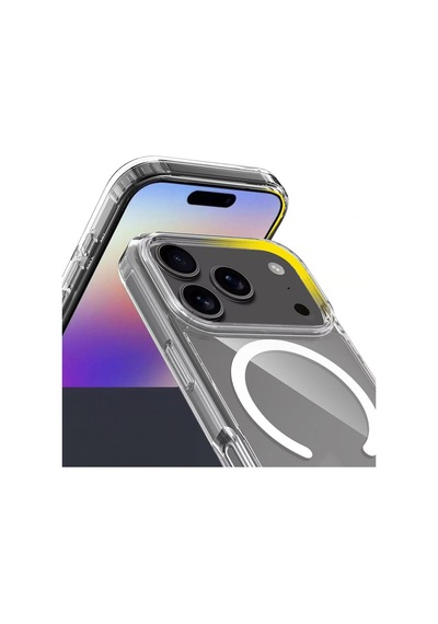 Vendas Apple Uyumlu iPhone 17 Pro Max Kılıf M-safe Şarj Özellikli Şeffaf Sert Pc Zore Embos Kapak + Privacy Hayalet Ekran Koruyucu Şeffaf