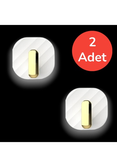 2'li Yapışkanlı Retro Askılık Beyaz Dolap Kapak Kulpu, Duvar Ve Kapı Askısı, Metal Gold Detaylı Diğer