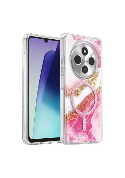 Onegif Xiaomi Redmi 14c Lotus Simli Magsafe Kapak - Pembe