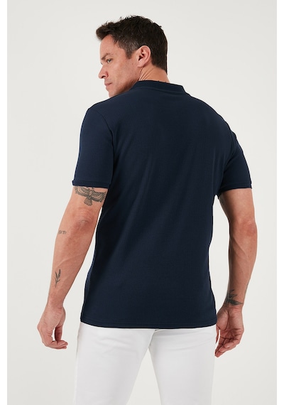 Buratti Pamuklu Regular Fit Fermuarlı Erkek Polo Yaka T Shirt 5902738 Indigo