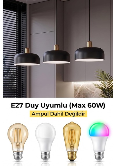 Marella Gold Sarkıt Avize, Bohem Tavan Lambası Ve Salon Mutfak Aydınlatması - Siyah - 30 Cm - Modern Dekoratif Tavan Armatürü Diğer