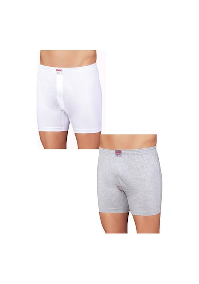 6 Adet Pamuklu Erkek Boxer - E010 3 Beyaz 3 Gri