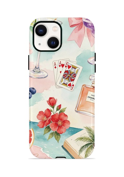Apple iPhone Uyumlu 15 Vorian Çift Katmanlı Magsafe Kılıf Mediterranean Holiday Collage