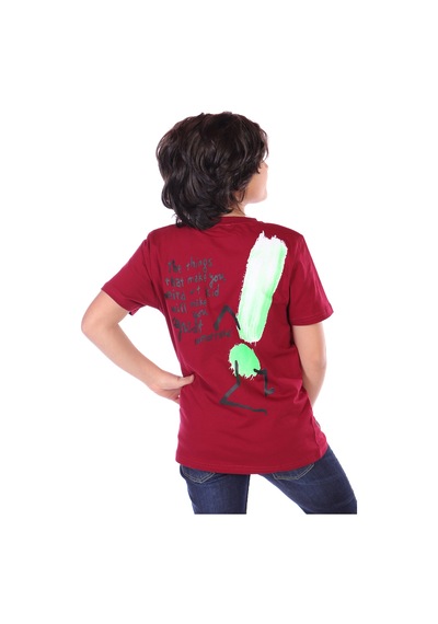 Toontoy Kids Toontoy Erkek Çocuk Yazı Baskılı Tişört Bordo