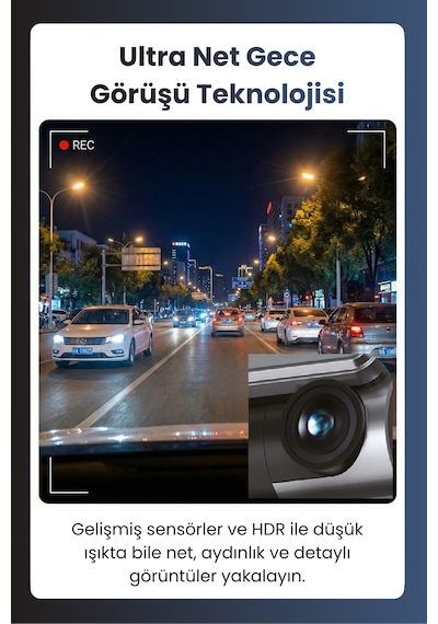 Mieco X18 Wifi /4k Uhd/ 170 Ultra Geniş Açı/ Adas/ G-sensör / 3 Kameralı Araç Kamerası