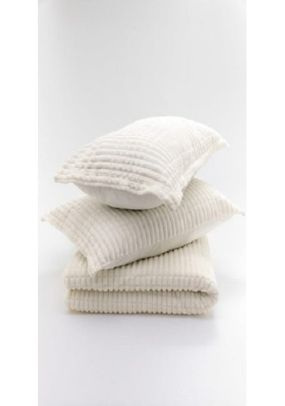 Merinos Modern Line 3 Parça Yatak Örtüsü - Ekru Beyaz