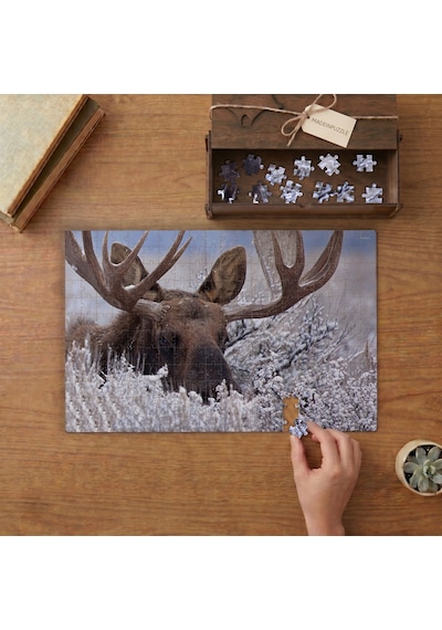 Büyük Boynuzlu Erkek Geyik Tasarımı 240 Parça Ahşap Puzzle Ahşap Kutuda Mpy50180