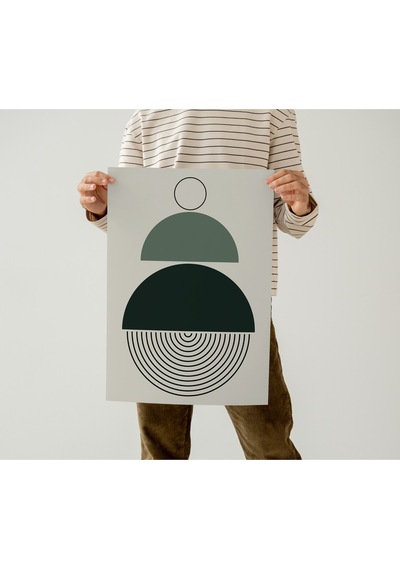 Çerçevesiz Poster, Dijital Baskı Soyut Yarım Daireler Poster, Soyut, Ev, Ofis, Mutfak Dekorasyon