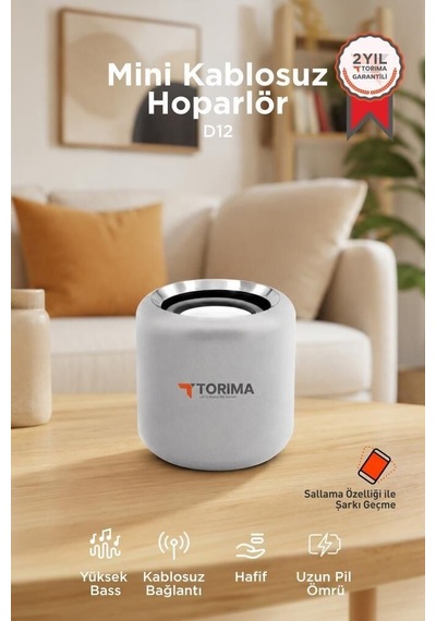 Bluetooth Hoparlör Taşınabilir Speaker D12 Gümüş Kablosuz Cihaz Müzik Ses Cihazı