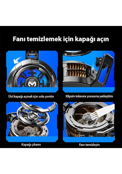 Memo Cx08 Apple Uyumlu iOS Android Soğutucu 15w Manyetik + Arka Klips 2'si 1 Arada Yarı İletken Soğutma Fanı Radyatörü