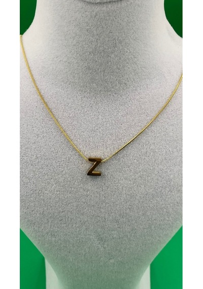 14k Altın Renginde Z Harf Minimal Model Çelik Kadın Kolye Altın
