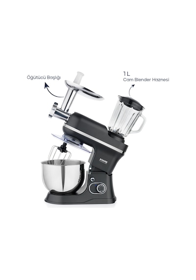 Schafer Prochef Master Multi Kıyma Aparatlı 1500 W Stand Mikser 5 L-antrasit