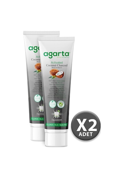 Agarta Doğal Hindistan Cevizi Özlü Aktif Karbon Diş Macunu 2 x 100 ML