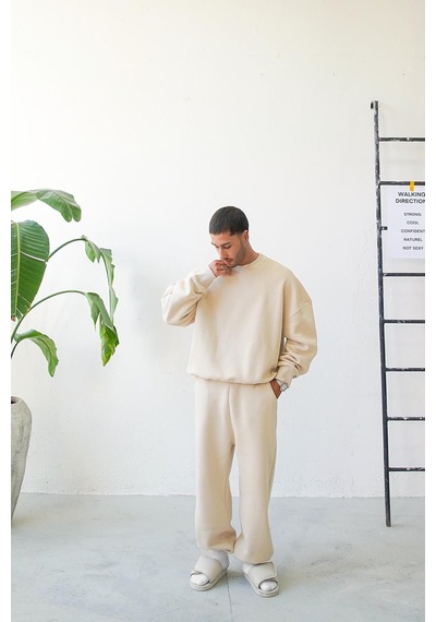 Krem Cozy Basic Oversize Sweat Krem