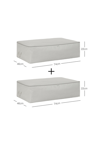 Ocean Home Textile 2'li Mega Boy Gri Balıksırtı Baza Altı Hurç Set 74 x 46 x 22 cm