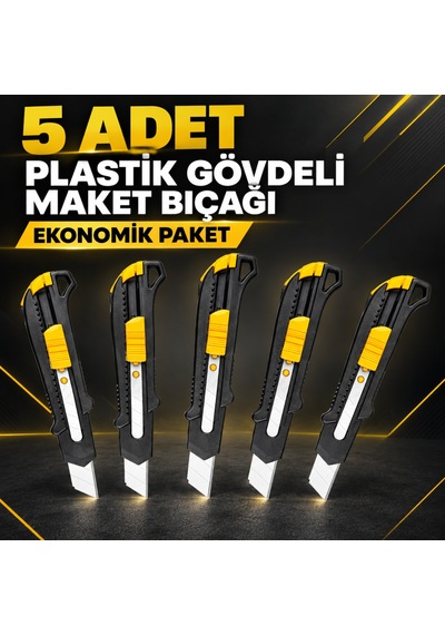 Sgs Plastik Gövdeli Maket Bıçağı 5 Adetli Ekonomik Paket