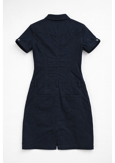 Blue White Kadın Koyu Siyah Düğmeli Jean Elbise D-28 Siyah Xs