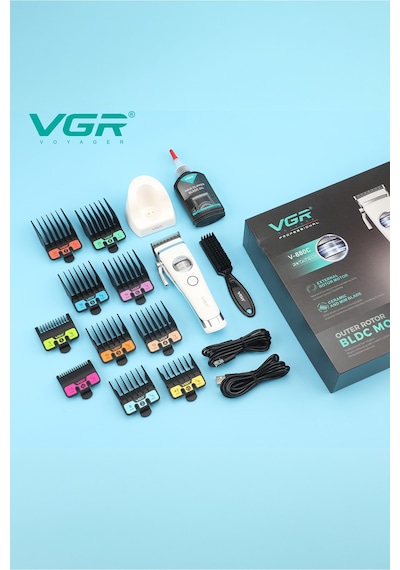 V-880c Profesyonel Saç Kesme Makinesi 7200 Rpm Seramik & Mım Çelik Bıçaklı Şarjlı Tıraş Makinesi 10 Taraklı - Clipper