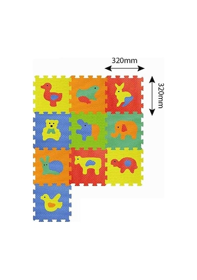 Baby Toys STT-1001B3_Hayvanlar Eva 10 Parça Bebek Puzzle Oyun Matı Yer Karosu