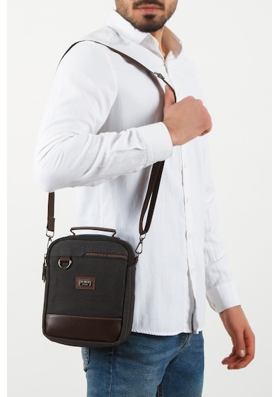 Newish Polo Erkek Kanvas Kumaş El Ve Omuz Çantası New313 Siyah