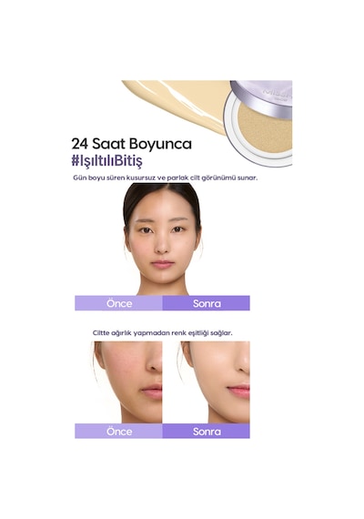 Missha Yoğun Kapatıcı, Nemli Ve Parlak Bitişli Cushion Glow Layering Fit Cushion No.17 Ivory Spf50+/pa++++ 17