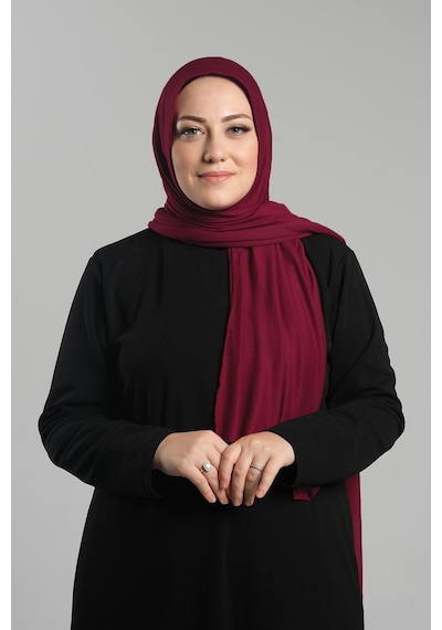 Hürrem Bone Bordo Pratik Hazır Geçmeli Şal Viskon Önü Süngerli Penye Şal 2202 16 Bordo