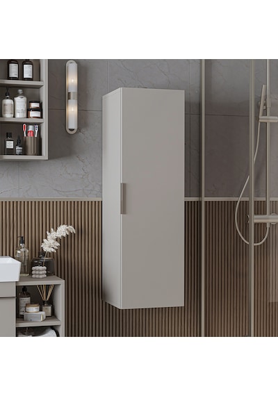 Likya Banyo Dolabı Mat Mdflam 114 Cm Banyo Boy Dolabı Kumtaşı