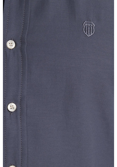 Tudors Erkek Slim Fit Dar Kesim Düz Oxford Armalı Yaka Düğmeli Antrasit Spor Gömlek-42009 Antrasit