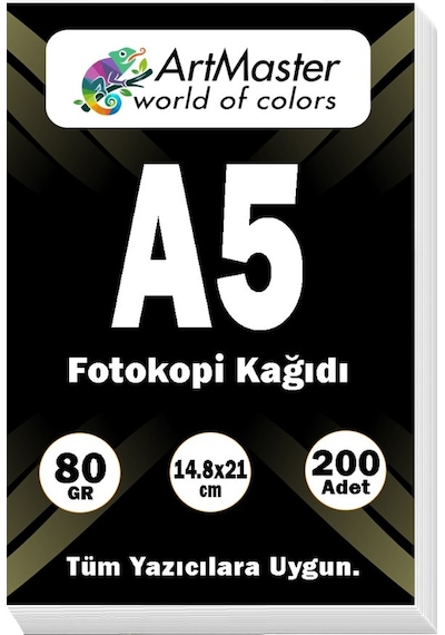 A5 Fotokopi Kağıdı 200 Adet 80 Gr 14,8 X 21cm Artmaster A5 Boy Fotokopi Kağıdı Yazıcı Kağıdı 200 Lü