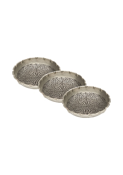 Dmt Copper Home Gaziantep Bakır Çerezlik Seti Kuruyemiş 3 'lü Set 10cm X 2,5cm Gümüş