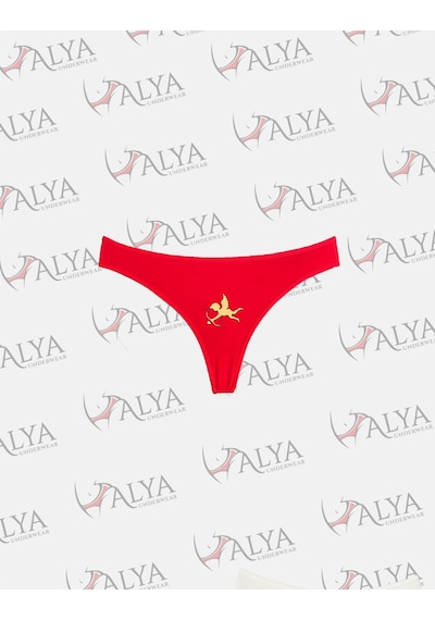 Alya Underwear Yeni Yıl Temalı Baskılı String, Kırmızı Tanga Külot Aşk Tanrısı Tekli Paket Kırmızı At Baskılı
