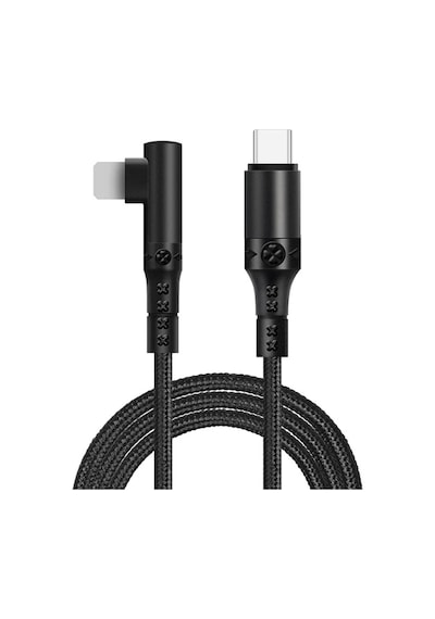 Ally Type-c To Apple Uyumlu iPhone 20w Lightning Hızlı Şarj Kablosu 90 Derece Kablo- 1903 - Renk: Siyah