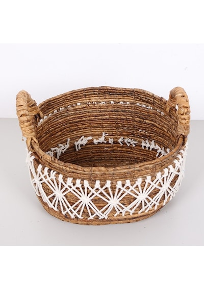 Ürgüp 34x31x28 Cm. Doğal Abaka El Yapımı Oval Sepet M Bej