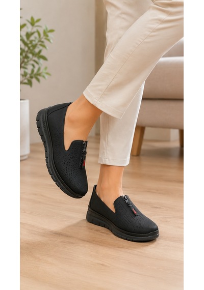 Homiro Kadın Nefes Alan Hafif Loafer Bej Siyah Homiro Kadın Nefes Alan Hafif Loafer Bej Siyah