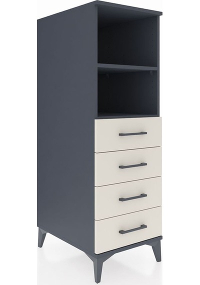 Kronos Dolap 2 Raflı 4 Çekmeceli 44x59x134 Antrasit-aytaşı Antrasit
